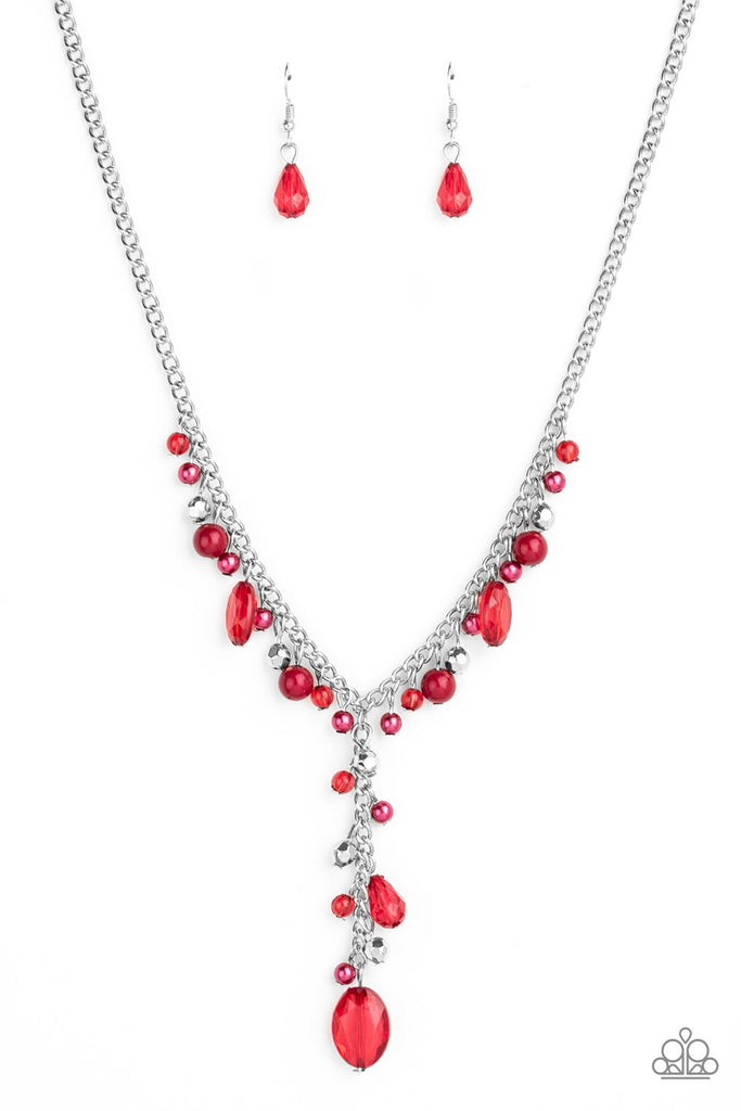 Material Girl Glamour - Red and Silver Necklace - Paparazzi Accessorie –  Bejeweled Accessories By Kristie